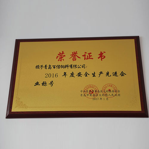 年度安全生产先进企业称号